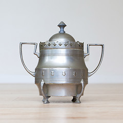 Image showing Retro silver sugar bowl