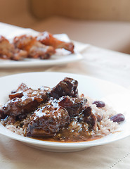 Image showing Oxtail Curry with Rice - Caribbean Style