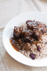 Image showing Oxtail Curry with Rice - Caribbean Style