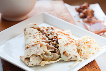 Image showing Jerk Chicken in Roti - Caribbean Style