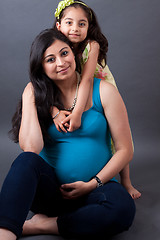 Image showing Pregnant East Indian Woman with her Daughter