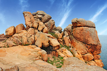 Image showing Pink granite coast Ploumanach