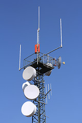 Image showing Antennas in a iron tower