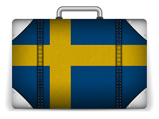 Image showing Sweden Travel Luggage with Flag for Vacation