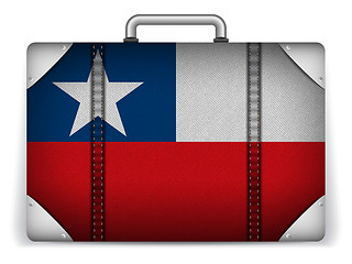 Image showing Chile Travel Luggage with Flag for Vacation