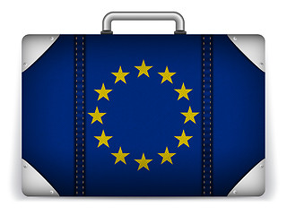 Image showing Europe Travel Luggage with Flag for Vacation