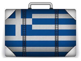 Image showing Greece Travel Luggage with Flag for Vacation