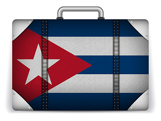 Image showing Cuba Travel Luggage with Flag for Vacation