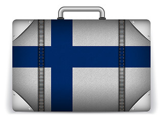 Image showing Finland Travel Luggage with Flag for Vacation