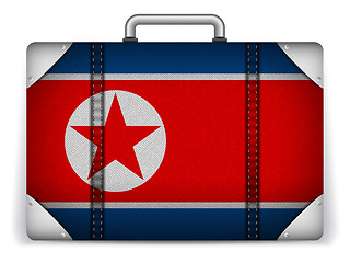 Image showing North Korea Travel Luggage with Flag for Vacation