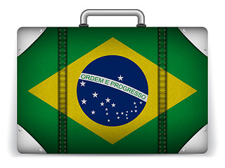 Image showing Brazil Travel Luggage with Flag for Vacation