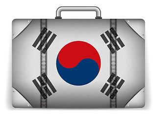 Image showing South Korea Travel Luggage with Flag for Vacation
