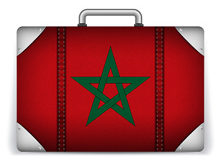 Image showing Morocco Travel Luggage with Flag for Vacation