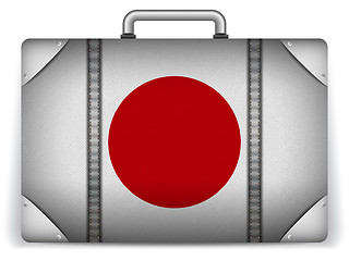 Image showing Japan Travel Luggage with Flag for Vacation