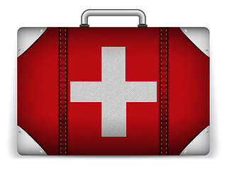 Image showing Switzerland Travel Luggage with Flag for Vacation