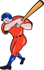 Image showing Baseball Hitter Batting Red Isolated Cartoon