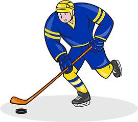 Image showing Ice Hockey Player Side With Stick Cartoon