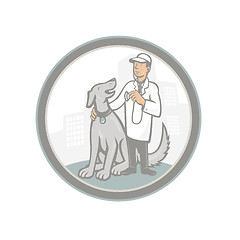 Image showing Veterinarian Vet With Pet Dog Cartoon