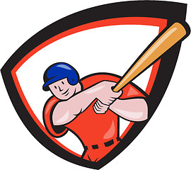 Image showing Baseball Player Batting Front Shield Cartoon