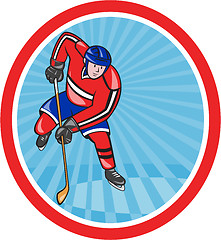 Image showing Ice Hockey Player Front With Stick Cartoon