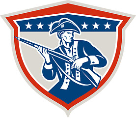 Image showing American Patriot Holding Musket Rifle Shield Retro