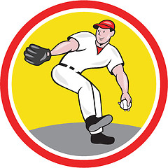 Image showing Baseball Pitcher Throw Ball Cartoon