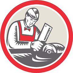 Image showing Butcher Woodcut Circle Retro