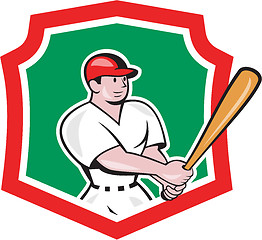 Image showing Baseball Player Batting Crest Cartoon