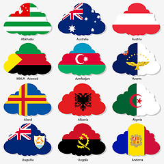 Image showing Set  Flags of world sovereign states in  form  clouds. Vector il