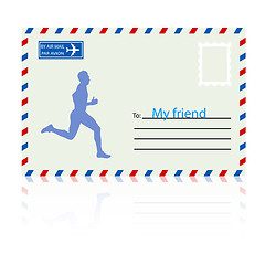 Image showing Silhouettes, athlete runs on the mail envelope. vector illustrat