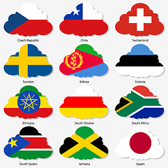 Image showing Set  Flags of world sovereign states in  form  clouds. Vector il