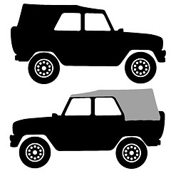 Image showing Set black silhouettes  cars on white background. Vector illustra