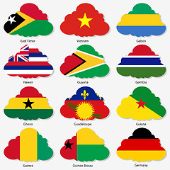 Image showing Set  Flags of world sovereign states in  form  clouds. Vector il