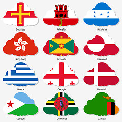 Image showing Set  Flags of world sovereign states in  form  clouds. Vector il