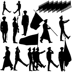 Image showing Silhouette  military people  collection.  Vector illustration.