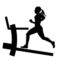 Image showing Silhouettes, girl running on the treadmill. vector illustration.