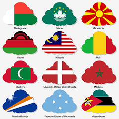 Image showing Set  Flags of world sovereign states in  form  clouds. Vector il