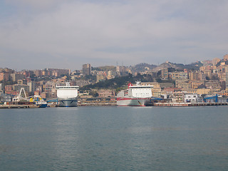 Image showing View of Genoa Italy from the sea