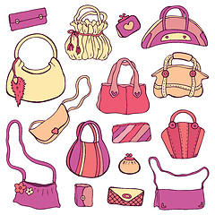 Image showing Women's handbags. Hand drawn Vector Set