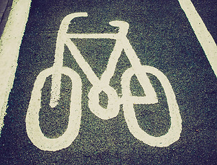 Image showing Retro look Bike lane sign