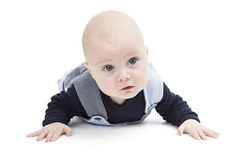 Image showing baby crawling on white floor