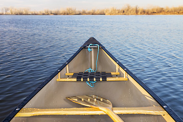 Image showing canoe bow on lake