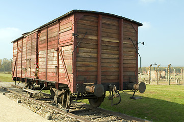 Image showing Holocaust Death Camp cattle car train Nazi Germany concentration