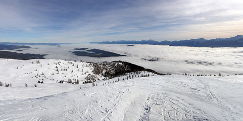 Image showing Panoramic View of the mountain in winter