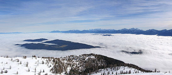 Image showing Panoramic View of the mountain in winter