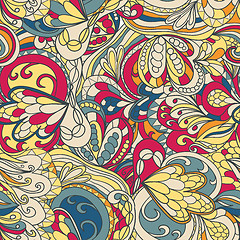 Image showing Seamless wave hand-drawn pattern, waves background