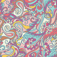 Image showing Seamless wave hand-drawn pattern, waves background