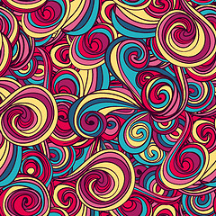 Image showing Seamless wave hand-drawn pattern, waves background