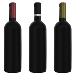 Image showing Three bottles red wine