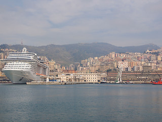 Image showing View of Genoa Italy from the sea